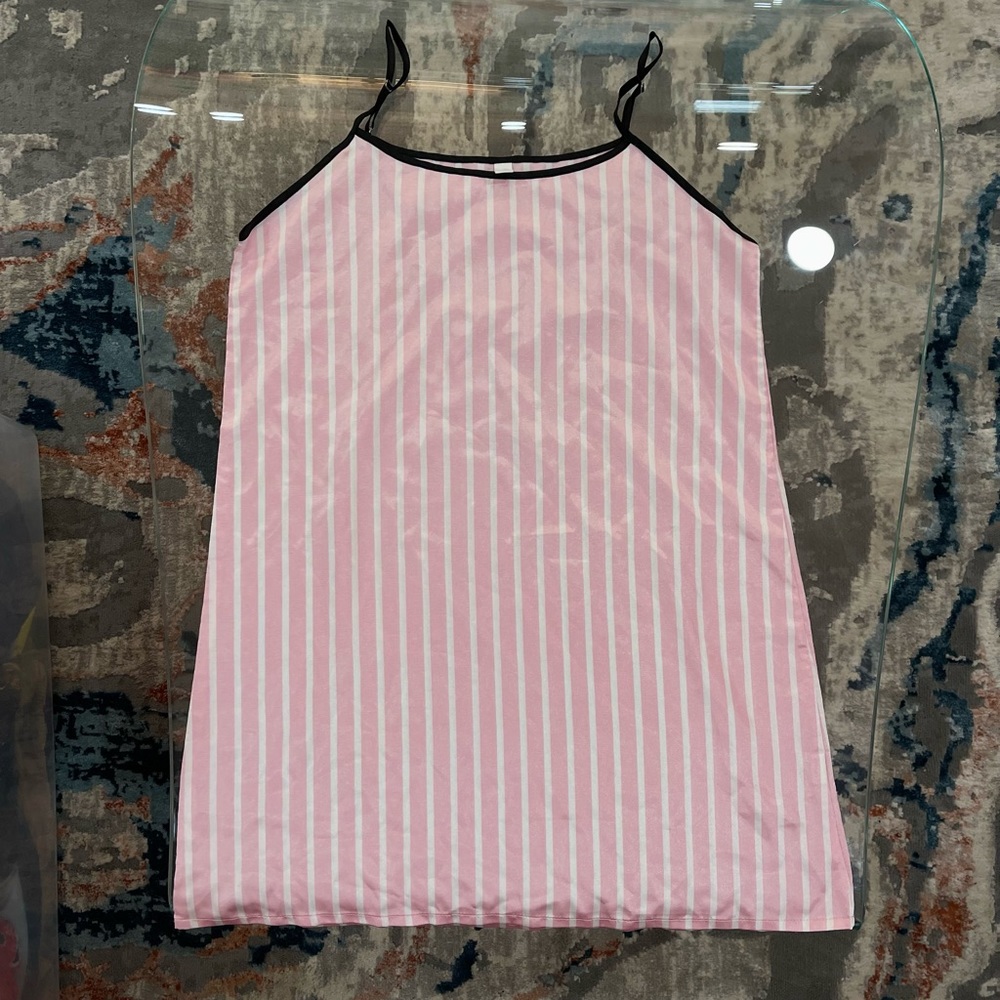 Pink Stripped Satin Nightgown